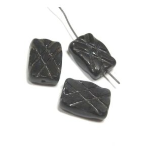 画像: Jet Giometric Rectangle Beads 12*8mm (2個入り） 