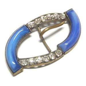 画像: Antique Blue Glass and Paste Buckle 35*61mm