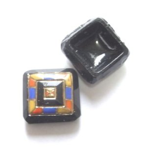 画像: 2hole French Jet Square Deco Beads 18mm