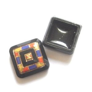 画像: 2hole French Jet Square Deco Beads 21mm