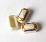 画像: 2hole White Art Deco Rectangle Beads 14.5*8.6mm