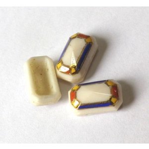 画像: 2hole White Art Deco Rectangle Beads 14.5*8.6mm