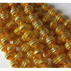 画像: Gold Hollow Glass Beads 8mm (5個入り）