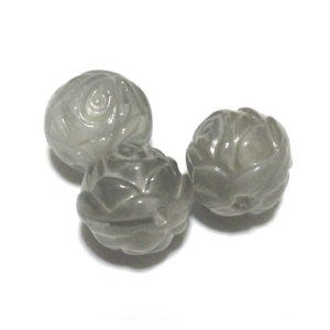 画像: Gray Satin Givre Rose Round Beads 12mm