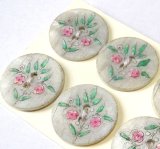 画像: Flower enamel Paited White Button 22.5mm 