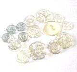 画像: Clear Glass Buttos 8-11mm(14個入り）