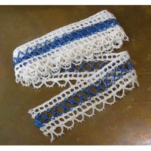 画像: Antique Lace White&Blue 28mm x 90cm