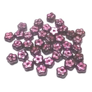 画像: Dk.Pink Pearl Flower Beads 5mm (10個入り）