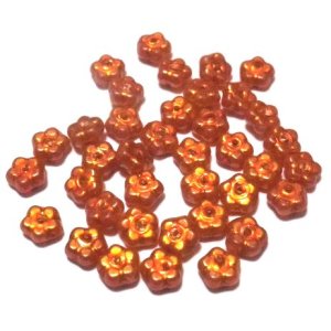 画像: Dk. Orange Pearl Flower Beads 5mm (10個入り）