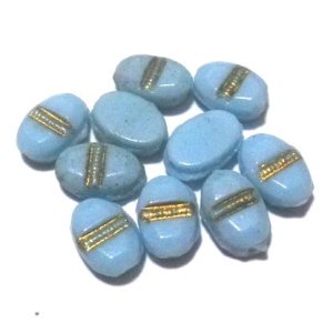 画像: Gold Lined Lt.Blue Oval Beads 8*5mm (5個入り）