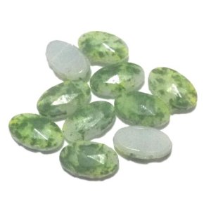 画像: Green Marble Oval 2hole Beads 11*6.5mm (4個入り）