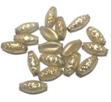 画像: Matte Lt Gold Navette Hollow Glass Beads 9*4.5mm(5個入り）