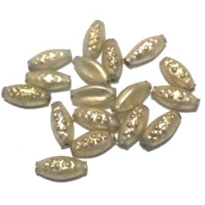 画像: Matte Lt Gold Navette Hollow Glass Beads 9*4.5mm(5個入り）