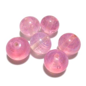 画像: Pink Swirl Round Beads (4個入り）