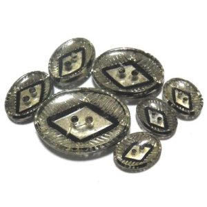 画像: Vintage Oval Glass Buttons (7個入り）