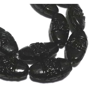 画像: Art.Deco Jet Oval Beads 16*8.5mm