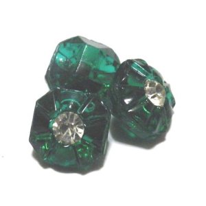 画像: Anique Emerald Square Glass Button 10mm