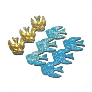 画像: Blue Enamel Bird Samping 31*13mm