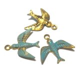 画像: Blue Enamel Bird Charm 17*17mm