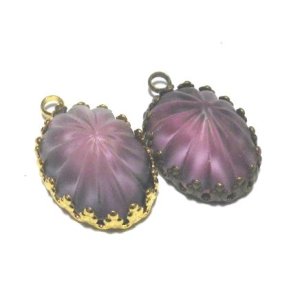 画像: Frosted Satin Amethyst FB Oval 18*13mm (セット済み）