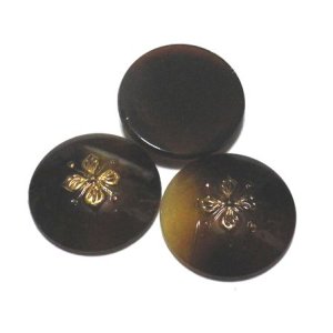 画像: Brown FB Round/w Gold Clover 18mm