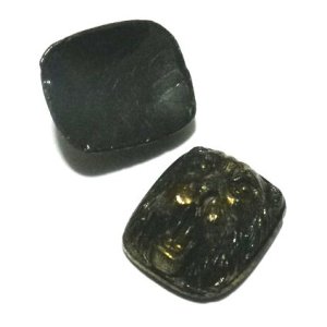 画像: Black and Gold Lion Head FB Stone 14*12mm