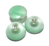 画像: Green Moonstone w/Rhinestone FB Round 12.5mm