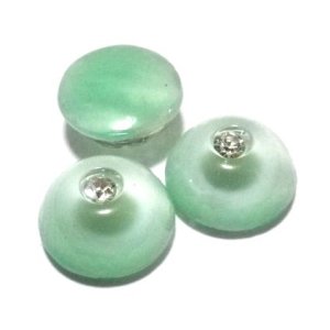 画像: Green Moonstone w/Rhinestone FB Round 12.5mm