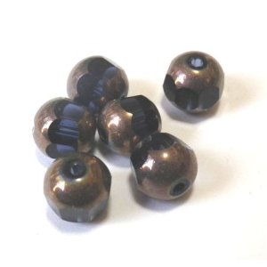 画像: Boronz Round Bead/w Montana Window 8mm (5個入り）