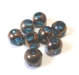 画像: Boronz Round Bead/w Blue Zircon Window 7.5*8mm (5個入り）