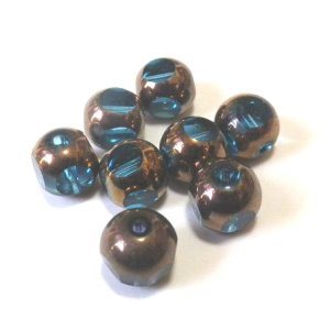 画像: Boronz Round Bead/w Blue Zircon Window 7.5*8mm (5個入り）