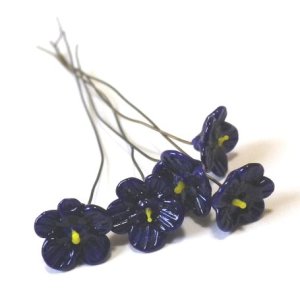 画像: Navy Flower Wired Beads 9mm