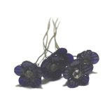 画像: Navy Flower Wired Beads/w Rhinestone 8mm