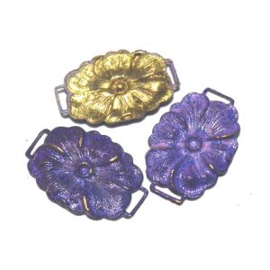 画像: 2ring Purple Enamel Flower Connector 16*24.5mm