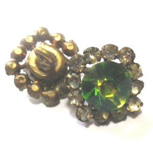 画像: Uranium Yelow/Green Iris Glass Button 12.8mm