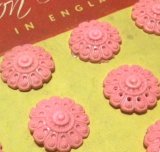 画像: Vintage Aclilic Pink Flower Buttons 19mm (4個入り）