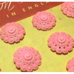 画像: Vintage Aclilic Pink Flower Buttons 19mm (4個入り）