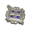 画像1: Vintage Blue Stone Metal Charm