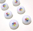 画像1: Vintage Flower Painted White Glass Button 11.5mm