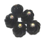 画像: Jet Textured Beads w/Rhinestone 13*11mm