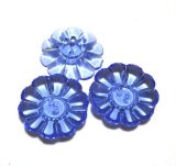 画像: Vintage Blue Glass Flower Button