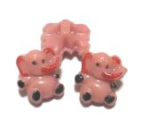 画像: Vintage Pink Eephant Gass Button 13*11mm