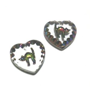 画像: Vintage Vitrail Medium Cat Heart Pendant 15*14mm