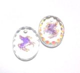 画像: Vintage Crystal AB Pegasus Oval Pendant 18**13mm