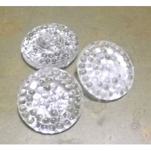 画像: Vintage Clear Textured Round  Button 17.5mm (4個入り）