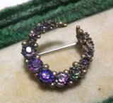 画像: Antique Iris Glass Moon Brooch 