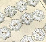 画像: Vintage Flower Glass Button 17.5*16mm
