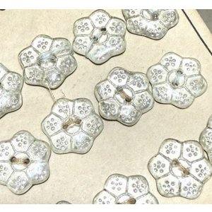 画像: Vintage Flower Glass Button 17.5*16mm