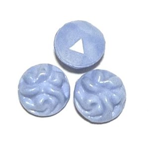 画像: Lt. Blue Flower Textured Round Stone 14mm