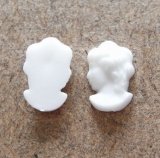 画像: White Cameo Heads 10*6mm(3個入り）